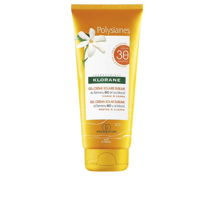 Gel-crema cu protectie solara pentru ten si corp KLORANE POLYSIANES MONOÏ Y TAMANU BIO SPF30 200 ml
