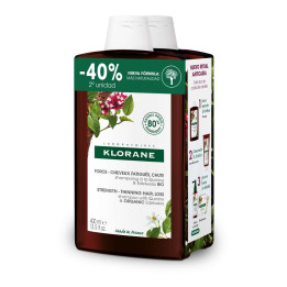 Set sampon impotriva caderii parului imbogatit cu Chinina BIO Klorane A LA QUININA Y EDELWEISS BIO 2 x 400 ml